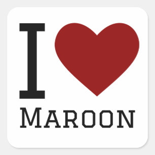 J'aime maroon carré autocollant