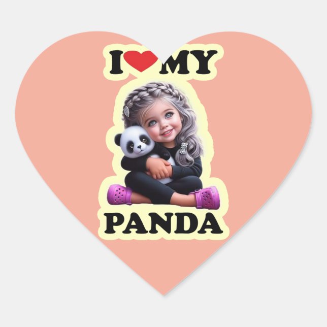 J'aime mes autocollants de coeur de panda (Devant)