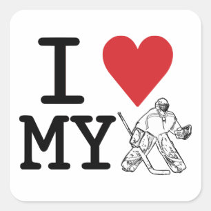 J'aime mes autocollants de gardien de but d'hockey