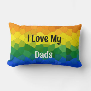 J'Aime Mes Dads LGBTQ Rainbow Throw Oreiller