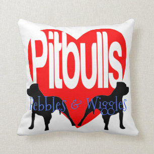 J'aime mes deux chiens Pitbull Coussin personnalis