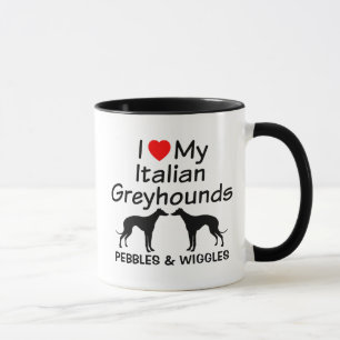 J'Aime Mes Deux Greyhounds Mug Italien