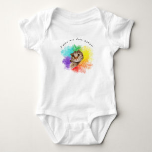 "J'aime mes deux mamans" cute cat rainbow colours Baby Bodysuit