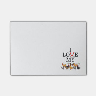 J'aime mes notes de post-it de poulets