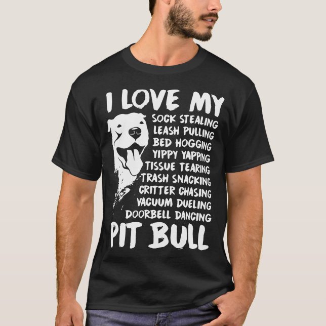 J'aime mes T-shirts de pitbull (Devant)