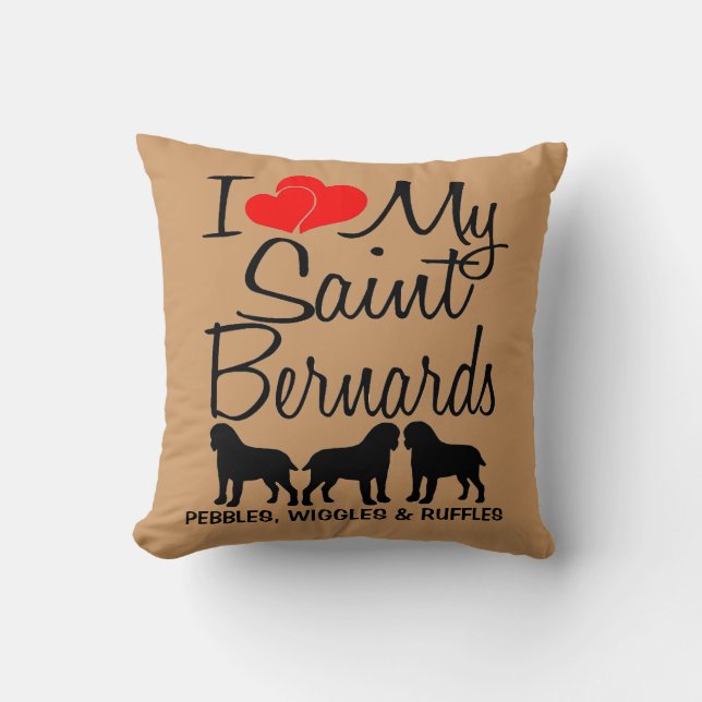J'aime mes TROIS Saint Bernards Coussin (Recto)