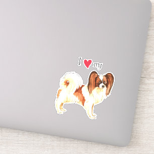 J'aime mon autocollant de vinyle Papillon