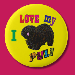 J'aime mon badge Puli chien pin