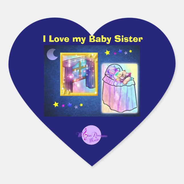 J'Aime Mon Bébé Soeur Sticker Coeur (Devant)