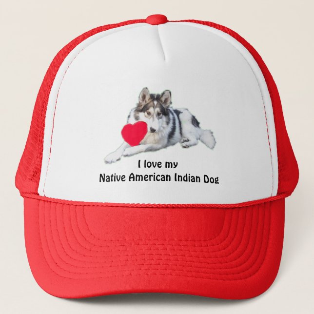 J'aime mon casquette indien indigène de chien (Devant)