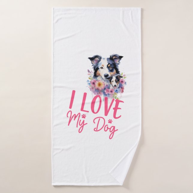 J'aime mon chien (Serviette de bain)