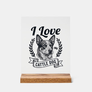 J'aime mon chien de troupeau gravure vintage Desig