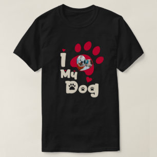 J'aime mon chien paw photo personnalisée T-shirt