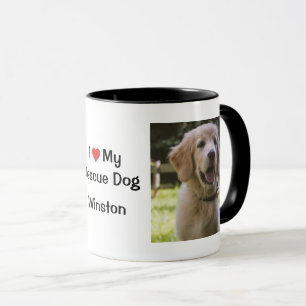 J'aime mon chien Secouru nom et photo Café Mug