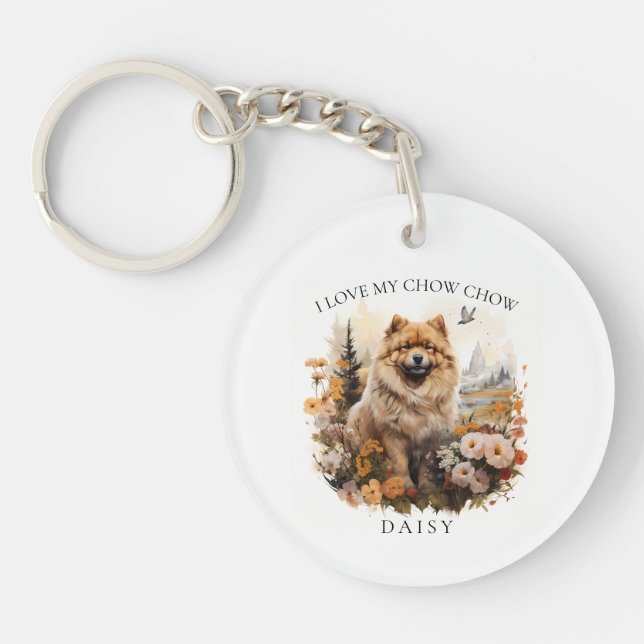 J'Aime Mon Chow Chow Portrait Floral Chien (Devant)