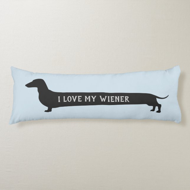 J'aime mon coussin de silhouette de teckel de (Devant)