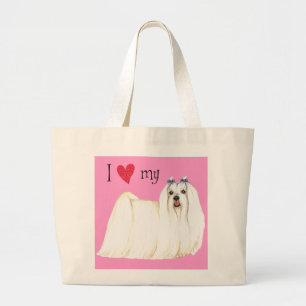 J'aime mon grand Sac fourre-tout maltais