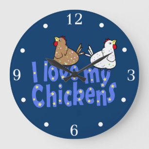 J'aime mon horloge murale de poulets