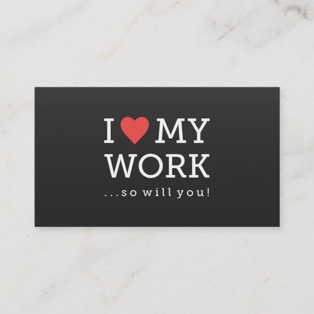 J'aime mon noir de carte de visite de travail (Devant)