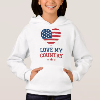 J'aime mon pays Cœur patriotique Drapeau USA Vinta