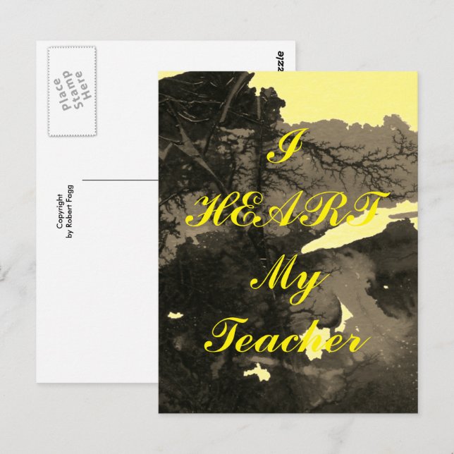 "J'aime mon professeur" carte postale de remerciem (Devant / Derrière)