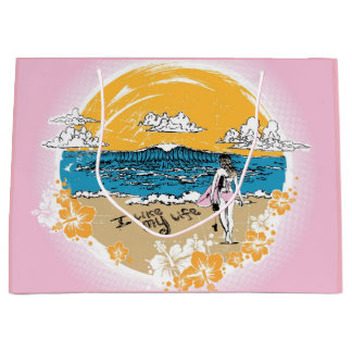 J'aime MON sac de cadeau de fille de surf de la