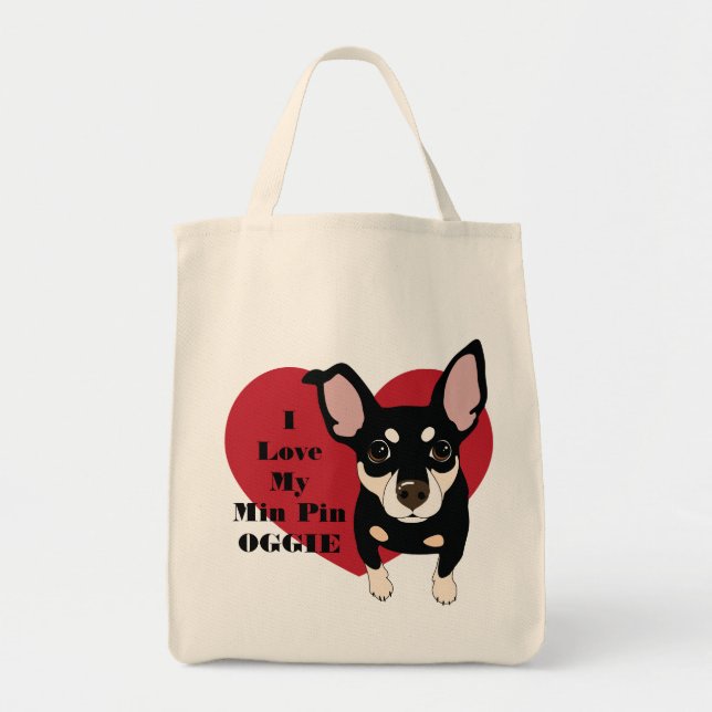 J'aime mon sac d'épicerie de Pin Oggie de minute (Devant)
