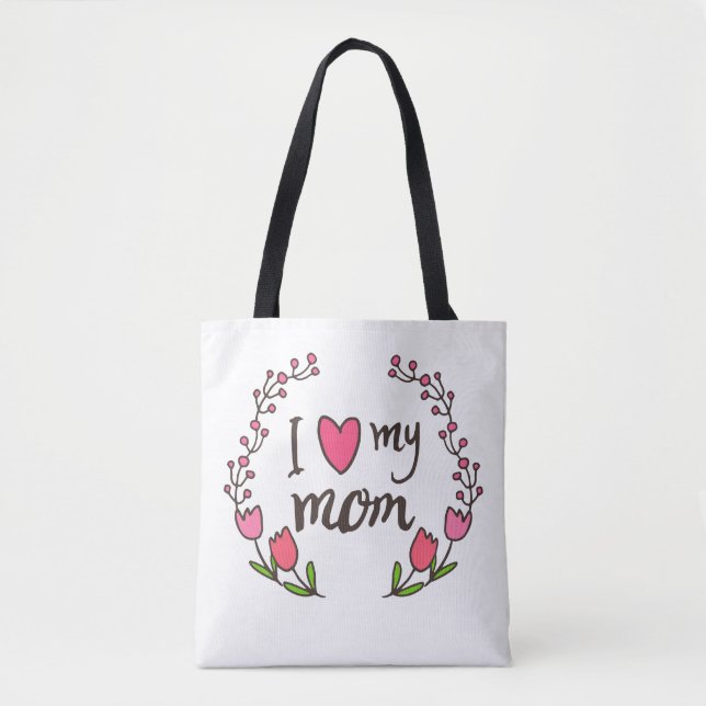 J'aime mon sac fourre-tout heureux au jour de mère (Devant)
