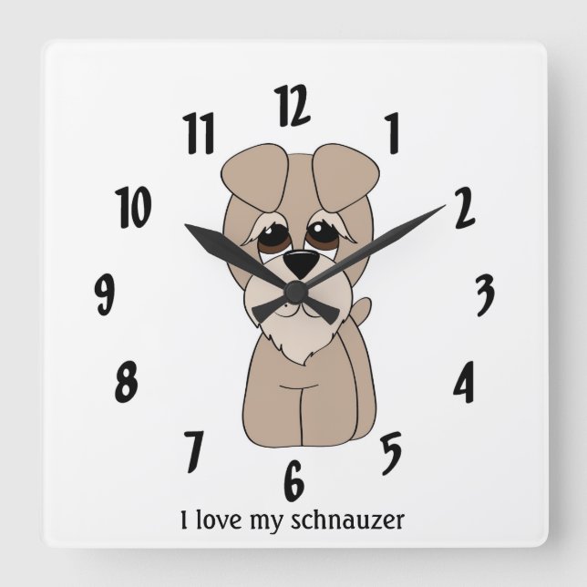 J'Aime Mon Schnauzer Horloge murale (Recto)