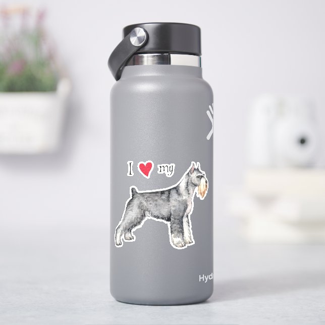 J'aime mon Sticker standard Schnauzer Vinyl (HydroFlask)