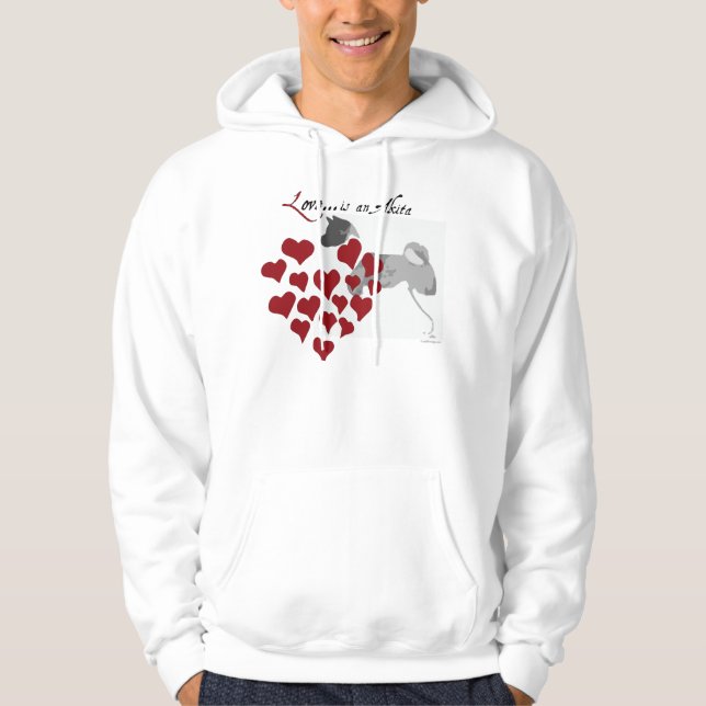 J'aime mon sweat - shirt à capuche d'Akita (Devant)