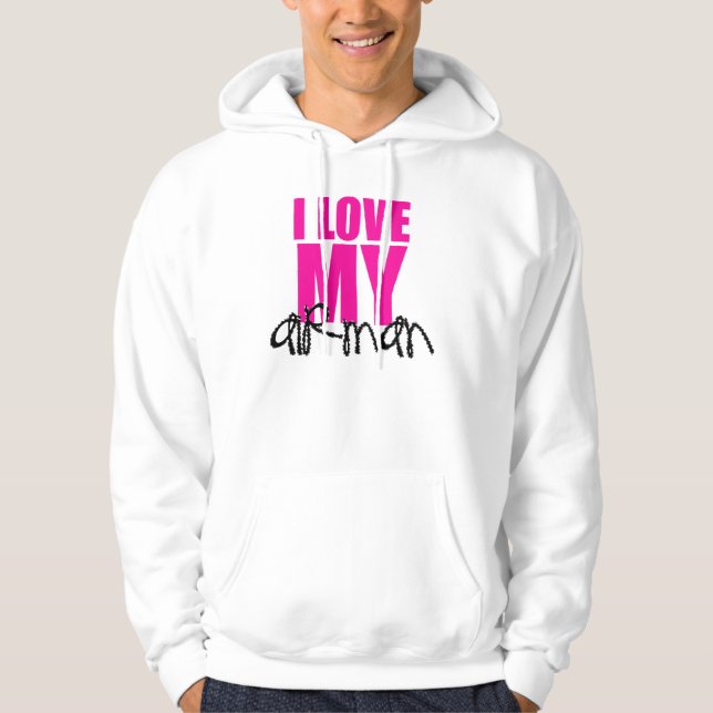 J'aime mon sweat - shirt à capuche d'aviateur (Devant)