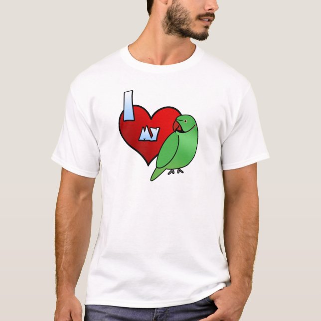 J'aime mon T-shirt indien de perruche de Ringneck (Devant)