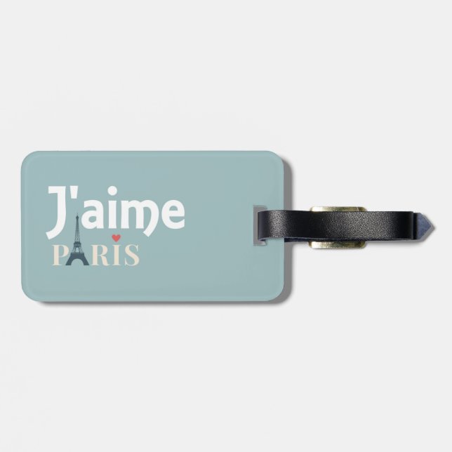J'aime Paris Luggage Tag w/ leather strap (Back Horizontal)