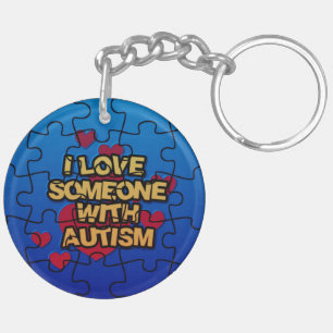 J'Aime Quelqu'Un Avec Porte - clé Acrylique Autism