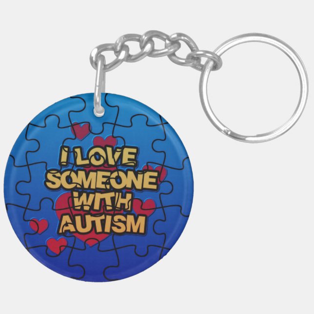J'Aime Quelqu'Un Avec Porte - clé Acrylique Autism (Dos gauche)