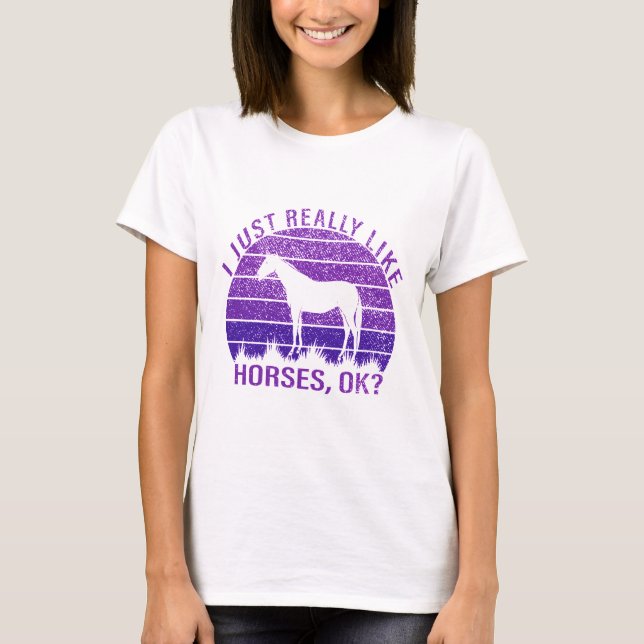 J'aime vraiment les chevaux en T-shirt violet (Devant)