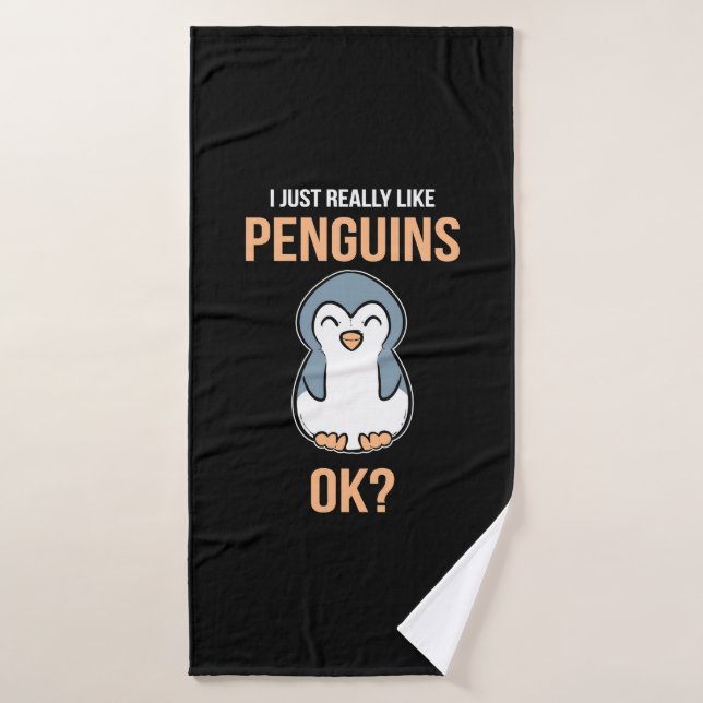 J'Aime Vraiment Penguin (Serviette de bain)