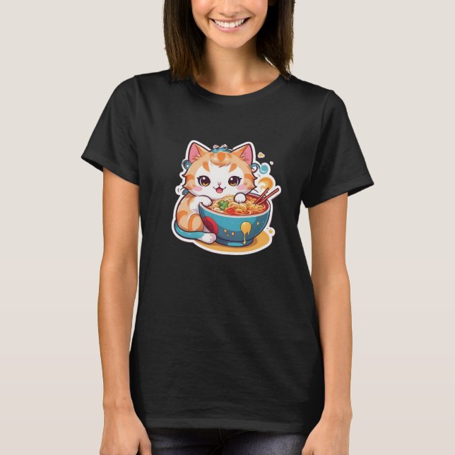 J'Aime Vraiment Ramen Kitten Tshirt (Devant)