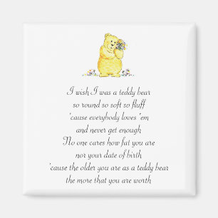 J'Aimerais Être Un Teddy Bear Poem Magnet