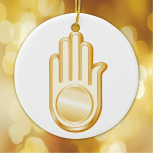 Jain, Gold Symbol Ceramic Ornament