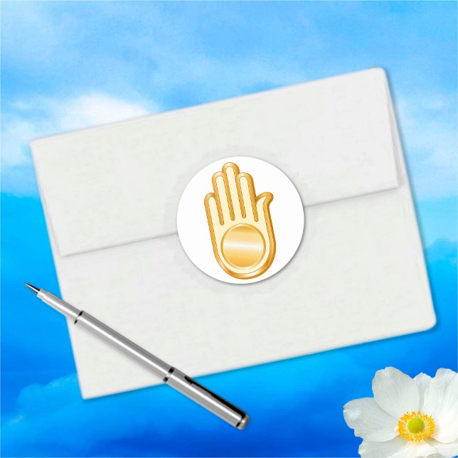 Jain Symbol Classic Round Sticker (Golden symbol of the Jain Faith. )