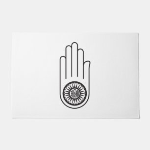 Jain Symbol of Ahimsa (Hand of Non-Violence) Doormat