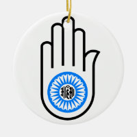 Jainism Symbol Hand and Wheel Reading Ahimsa