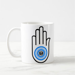 Jainism Symbol Hand and Wheel Reading Ahimsa Coffee Mug