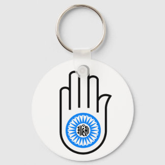 Jainism Symbol Hand and Wheel Reading Ahimsa Keychain