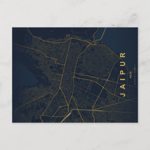 Jaipur India City Map Minimal Design Postcard