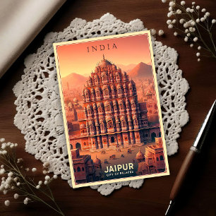 Jaipur India - City of Palaces Vintage Travel Postcard