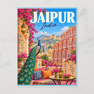 Jaipur India Colorful Travel Postcard