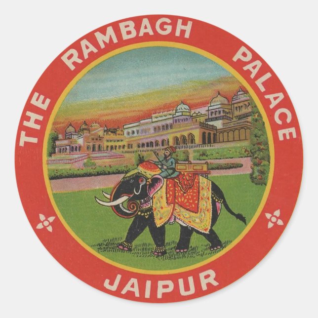 Jaipur India  hotel Vintage Travel Luggage Label (Front)